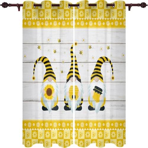 Bee Sunflower Dwarf Window Curtains kids bedroom decor Curtain Home Decor Kitchen Decor Curtain Panels