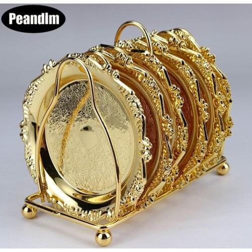 PEANDIM Luxury Plate Dessert Dish Fruit Snack Tray Elegant Coaster Cup Stand Wedding Table Centerpieces Home Hotel Decoration