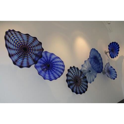 Blue Hallway Luxury Elegant Hotel Decoration Murano Glass Plates, Art Decor Plate