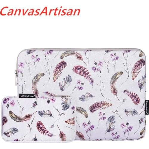 CanvasArtisan Brand Laptop Bag 11",12",13",14",15",15.6",Colored Feathers Sleeve Case For Macbook Air Pro Notebook,Dropship V055