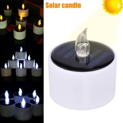 NEW 6 Pcs Solar Power LED Candle Light Flameless Flicker Lamp for Hotel Bar Home Church