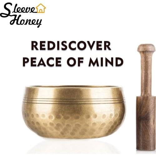 Tibetan Singing Bowl Set Copper Buddha Meditation Sound Bowl Handcrafted Religious Healing Mindfulness Gift Musical Instrument