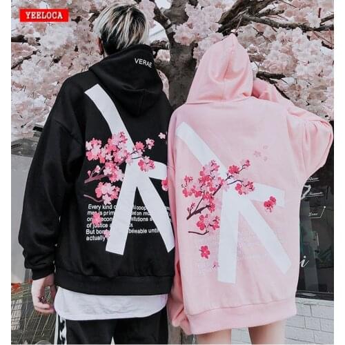 2019 Winter modis Cherry Blossom Print Hoodie Streetwear Hip Hop oversize Women Men Unisex Cotton Sweatshirts Retro Hoody