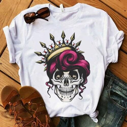 Summer T Shirt Women Skull Aesthetic Art Ladies Tshirt Punk Summer woman Clothes Female T-shirt Casual tee shirt femme 2021