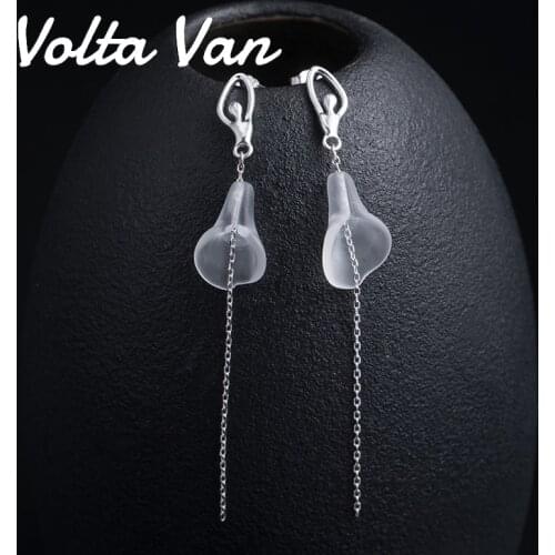 Volta Van Crystal Drop Earrings 925 Sterling Silver Pendientes Plata 2021 New Calla Lily Elegant Jewelry Party Earrings Gift