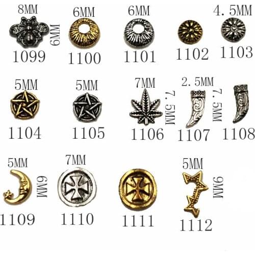 10Pcs/Lot Japan Retro Gold Silver Cross Round Bee Star Boots Metal Alloy Nail Art Deco Nail Stickers/Charms/ Tools for Manicure