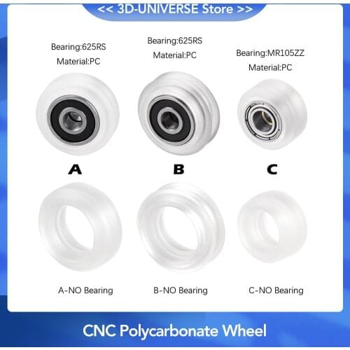 10pcs High precision CNC clear PC Polycarbonate Xtreme v Mini wheel for Openbuilds v-slot linear rail system