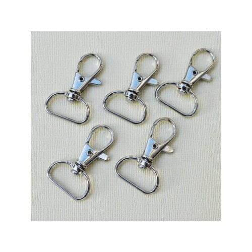 100 of 1.5 inch with 0.75 inch Loop End Silver/Nickel Swivel Clasps Lobster Claw Hooks