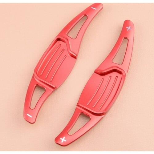 2pcs Aluminum Alloy Red Steering Wheel Shift Paddle Shifter Extension Gear Lever Trim Car Fit For Ford Mondeo Taurus Edge