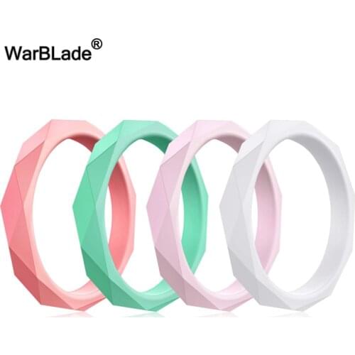 3mm Geometric Shape Food Grade FDA Silicone Rings Women Wedding Rubber Bands Sports Hypoallergenic Flexible Silicone Finger Ring