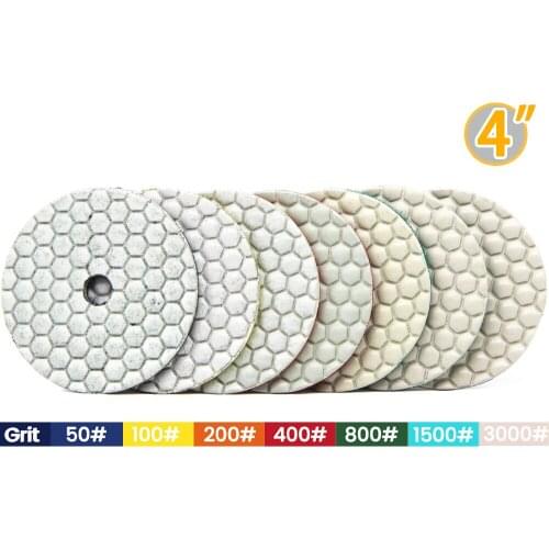 4 Inch 100mm 7Pcs Diamond Dry Use Polishing Pad for Angle Grinder Electric Tool Flexible Sanding Disc Stone Granite Marble Tool