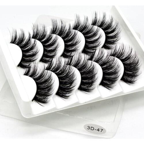 SEXYSHEEP 5Pairs 3D Mink Hair False Eyelashes Natural/Thick Long Eye Lashes Wispy Makeup Beauty Extension Tools