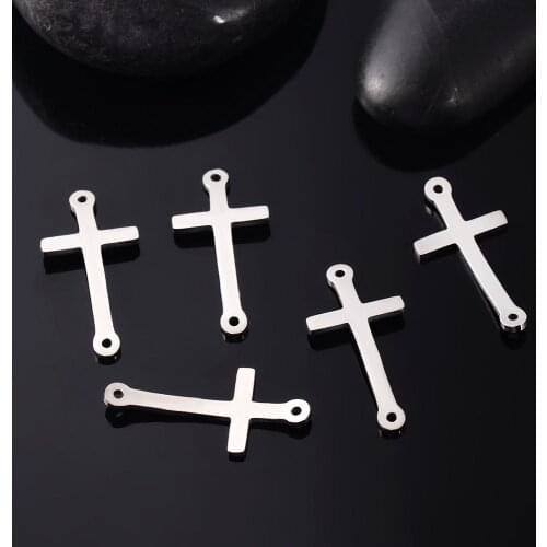 5pcs Stainless Steel Cross Connector Charms DIY For Necklace Bracelet Jewelry Making Accessory Finding Dropship