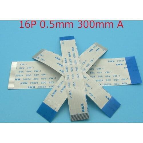 5pcs/lot New FFC FPC 16pin flat flexible cable 0.5mm pitch 16 pin forward Length 300mm Width 8.5mm Ribbon 16p Flex Cable