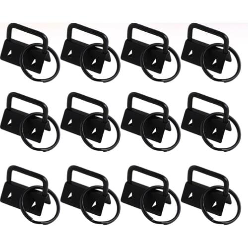 50Pcs DIY Fabric Hardware Key Chain Fob Wristlet Hardware with Key Ring for Lanyard Luggage Strap Accessories(25mm)