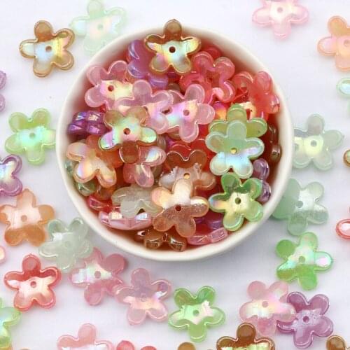 50pcs Mixed Flower Shape Acrylic Beads Multicolor AB Beads Loose Spacer for Jewelry Making Bracelet Necklace Diy Accessories