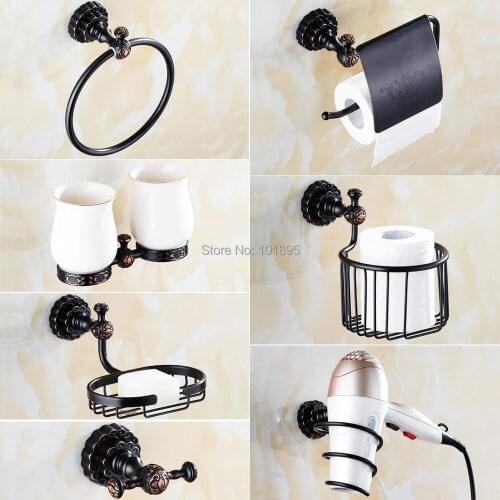 7 Models Brass Material Black Color of Bathroom Accessories