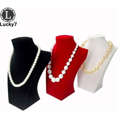 3 Colors Velvet Mannequin Kit Wooden Rack Shelf Portrait Jewelry Necklace Pendant Display Prop Bust Stand Holder For Necklace