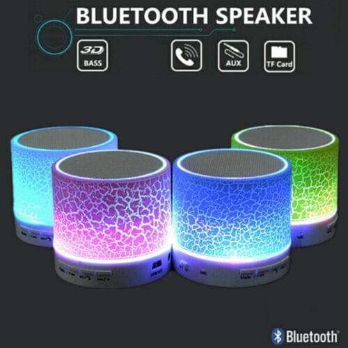 Wireless Portable Smart Bluetooth Crack Speaker Luminous Lights Rechargeable SD Card Mini Stereo Speaker for Computer Smartphone