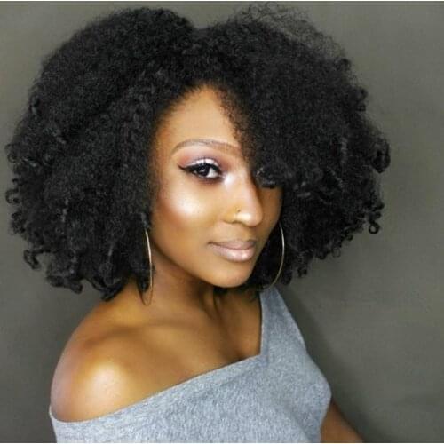 Brazilian Afro Kinky Curly Clip Ins 4B 4C 100% Human Hair Extensions For Women Natural Black Full Head Clip In Remy 7Pcs/Set