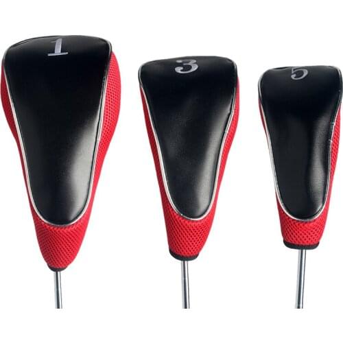 Andux Golf Club Driver Wood Head Cover 460cc 3pcs/set Head Covering Hook and Loop Long Neck Protect Set 1 3 5 Interchangeable No