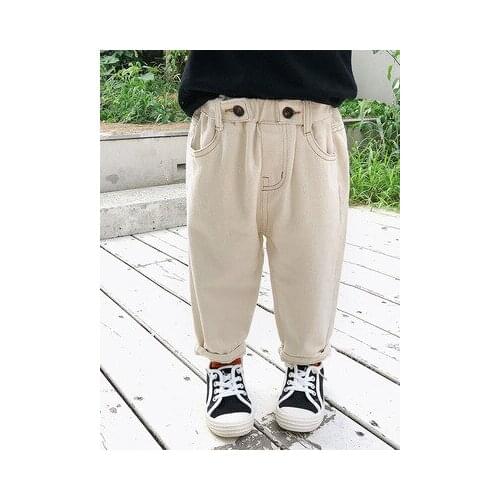 Childrens Pants Boys' Jeans Korean Childrens Autumn Denim Pants Baby Boys and Girls Fashion Solid Denim Trousers Kids Jeans