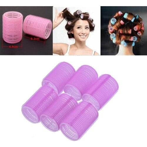 Dropshipping 6Pcs/Set Big Self Grip Hair Rollers Cling Any Size DIY Hair Curlers Random Color SMJ