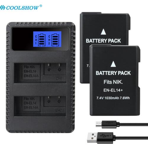 EN-EL14+ ENEL14 EN EL14 Battery for Nikon P7200 P7700 P7100 D3100 D3200 D3300 D5100 D5200 D5500 D5600 D5300 Batteries 1030mAh