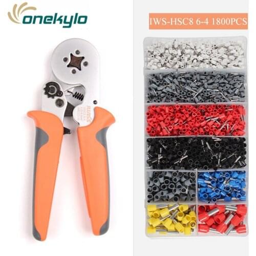 IWISS HSC8 6-4 Crimping Pliers 0.25-6mm2/AWG23-10 Self-adjustable Ratchet Wire Crimping Tool 1800pcs Terminal Crimp Connectors