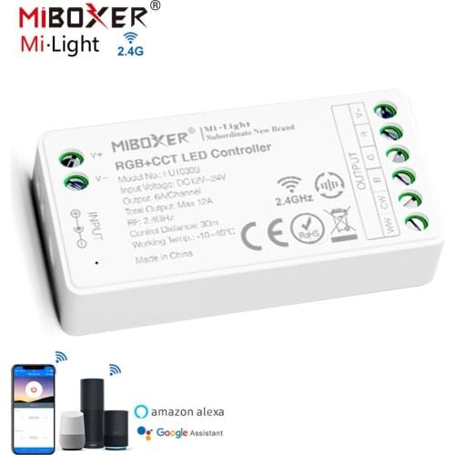 2.4g Milight Led Lights Controller 12v 24v Mi Light Controller Rgb Cct Rgbw Rgbcct Miboxer Pwm Controller Alexa App Remote