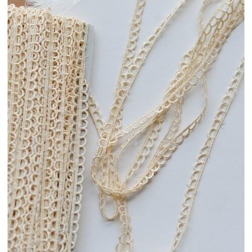 5 Meters/lot Width 6mm Water Soluble Beige Embroidery Lace Trim Ribbon for Garment Hometexile Curtain DIY Lace Trim Accessories