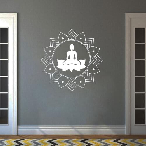Quantum Modeling Mandala Art Flower Wall Sticker Art Decor Living Room Bedroom Motivational Yoga Decals Vinyl DW7893
