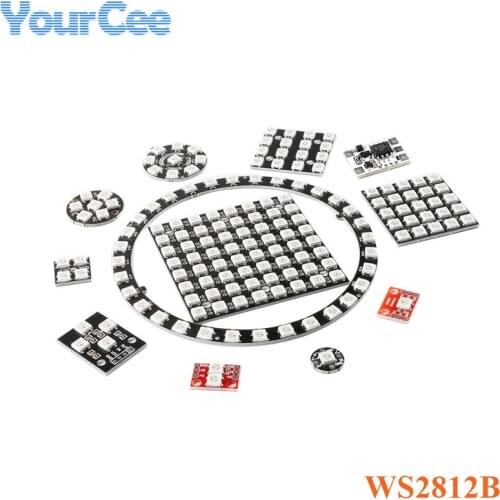 WS2812 WS2812B 1 2 4 7 9 16 25 32 64 Bit WS 2811 5050 RGB LED Lamp Panel Module 5V Colorful LED Controller Precise for Arduino