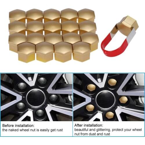 Set of 20pcs Universal 17mm Chrome Plastic Car Wheel Nut Covers Bolt Caps Auto Accessories