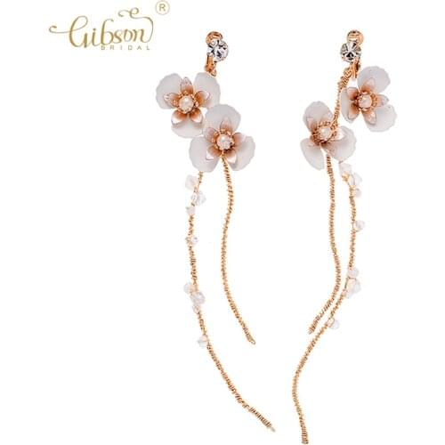 2021 New Fashion Flower Handmade Bridal Earrings Wedding Jewelry Set Drop Earrings For Women