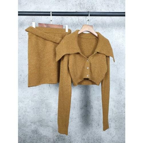 New ladies fashion 2021 lapel suit top + skirt 2 piece set 1111