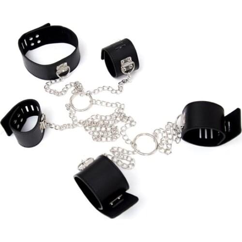 Hand Buckle + Handcuffs + Neck Brace Bondage Couples Flirting Supplies Fetish Toys
