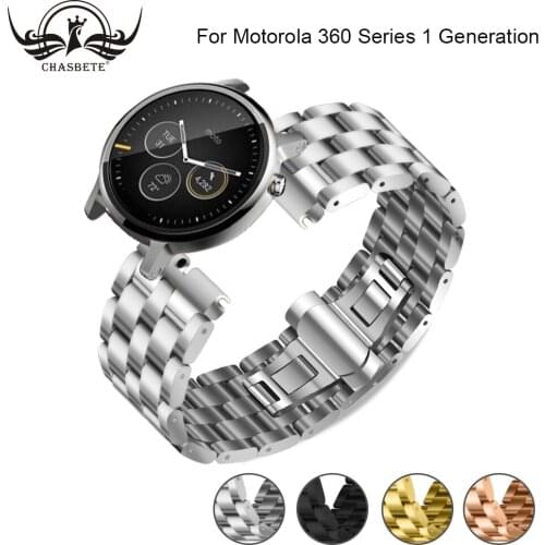 Stainles Steel Watch band 22mm for Smartwatch Strap Motorola Moto 360 1 1st Gen 2014 Butterfly Buckle WatchBand Bracelet Black
