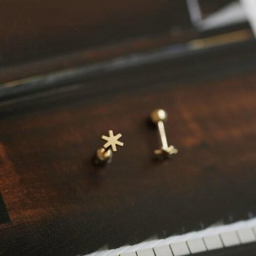 9k solid gold ball sphere cartilage round screw back Stud earring Super Dainty minimalist simple minimal styles jewelry chic