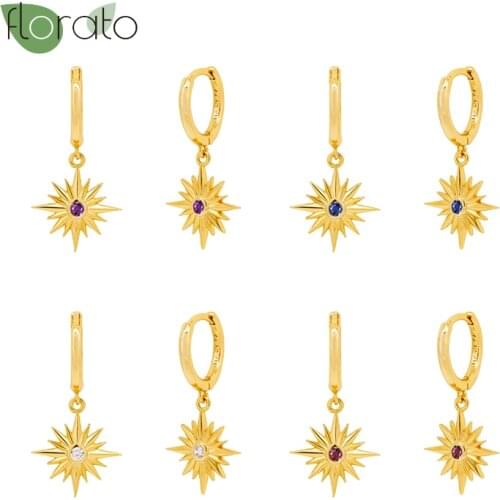 European And American Vintage Gold Jewelry Women Hoop Earrings 925 Silver Ear Buckle Zircon Drop Geometric Personality Earrings