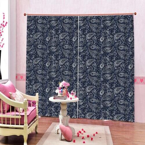 Blue curtains blackout curtains Luxury Blackout 3D Window Curtains For Living Room Bedroom Decoration curtains