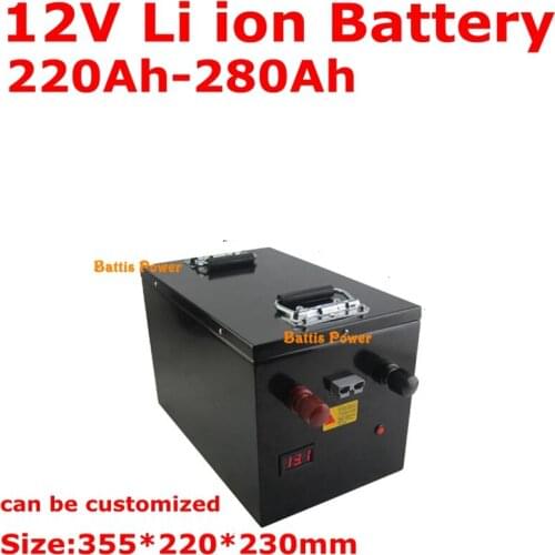 Steel case high capacity 12V 220Ah 240Ah 260Ah 280Ah lithium ion battery with BMS for solar system motorhome +10A Charger