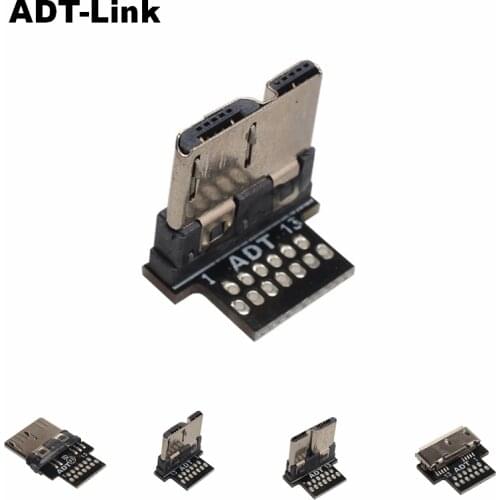 ADT USB 3.0 Micro B Male Connector UP/Down Right Angled MICRO-B DIP Adapter female connector 3.0 Female PCB Converter