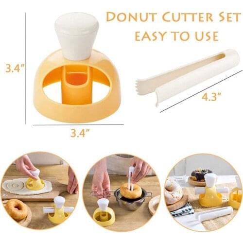Doughnut Stencils With Dipping Plier Scraper And Measuring Spoon Diy Doughnut Cutter Desserts Maker Kitchen Baking Accessories