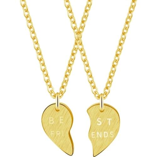 Stainless Steel Heart Necklace For Women Jewelry Best Friend Letter Chains Chokers Gold Silver Color Pendant Colar BFF