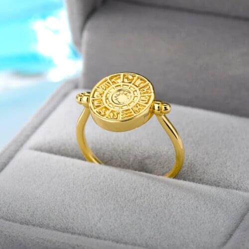 Vintage Round Rotatable Rings For Women Stainless Steel Punk Aesthetic Constellation Men Finger Ring Jewelry Accessories Gift