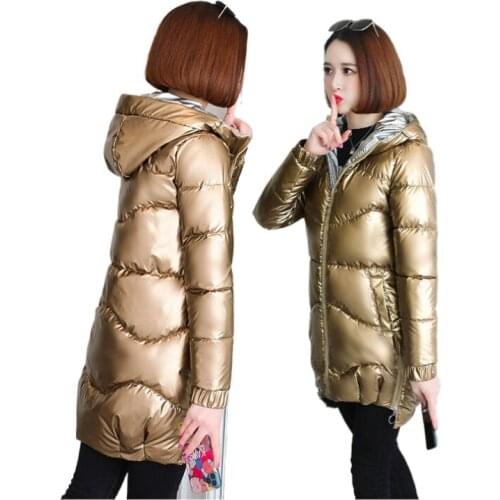 Women Winter Jacket Parkas 2021 New Fashion Youth Slim Glossy Casual Street Warm Autumn Winter Mid-length Coat Female
