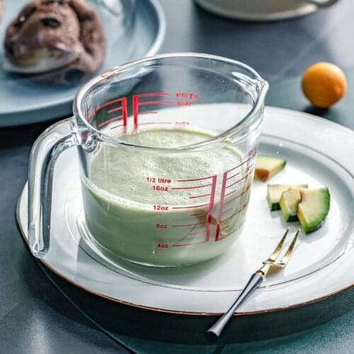 1pc tempered glass measuring cup with scale milk cup microwave oven special heat-resistant glass milk cup juice glass water cup