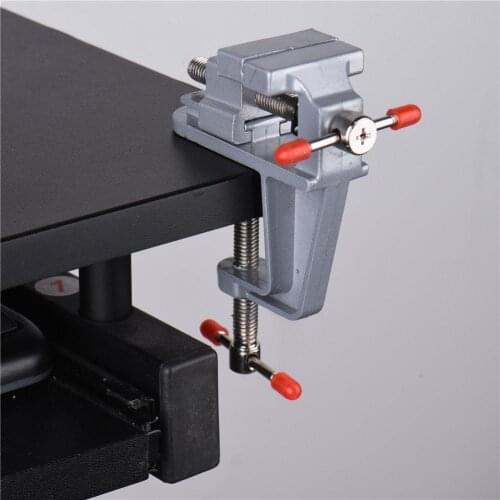 1PCS Mini Aluminum Bench Table Swivel Lock Clamp Small Jeweler Hobby Clamp On Table Bench Vise Mini Tool Vice Muliti-Funcational
