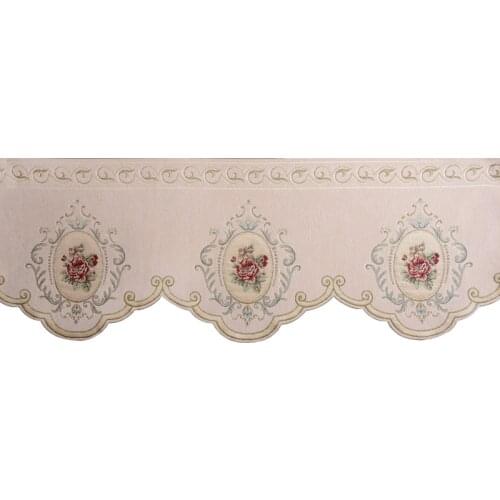 1 PC Curtain Valance Tier Embroidered Floral Luxury Chenille Jacquard Royal Blue Short Kitchen Door DIY Cafe Decor DL034C